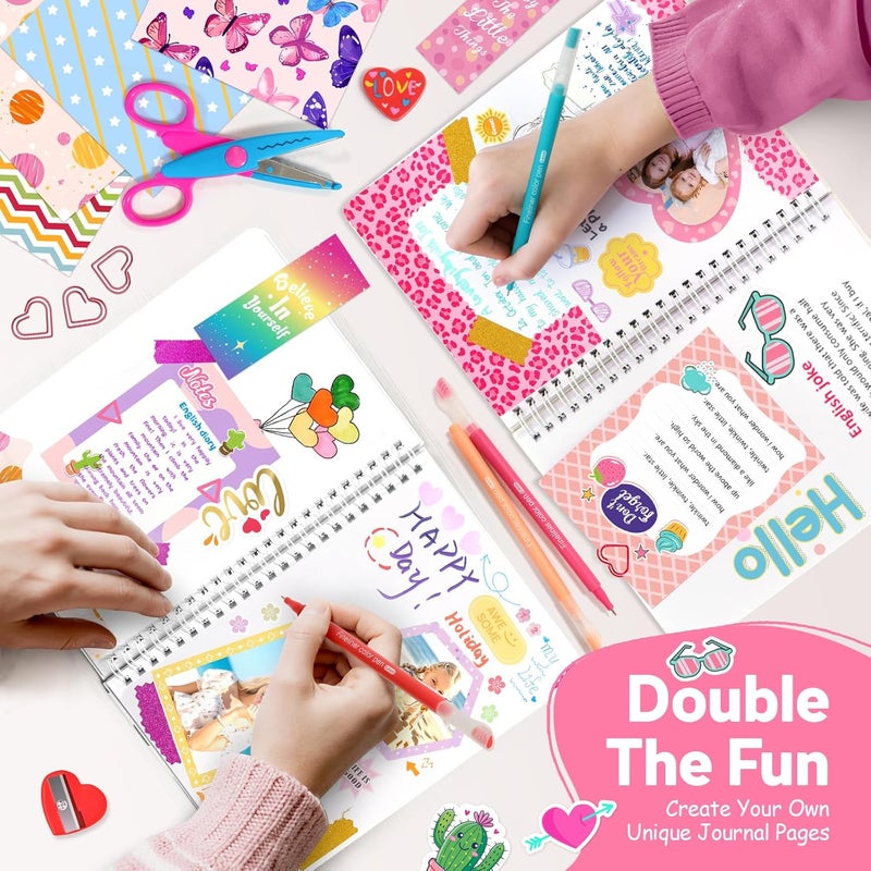 Axirata 2-Pack DIY Journal Kit for Girls, Journal Set for Tween & Teen Girl 6-8-14 Year Old, Scrapbook & Diary Supplies Toy Set, Art & Crafts Stationery Kit Birthday Christmas Ideal Gift for Girls - Image 4